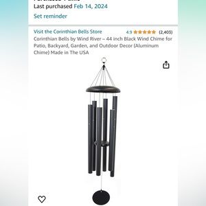 Corinthian Bells by Wind River - 44 inch Black Wind Chimes